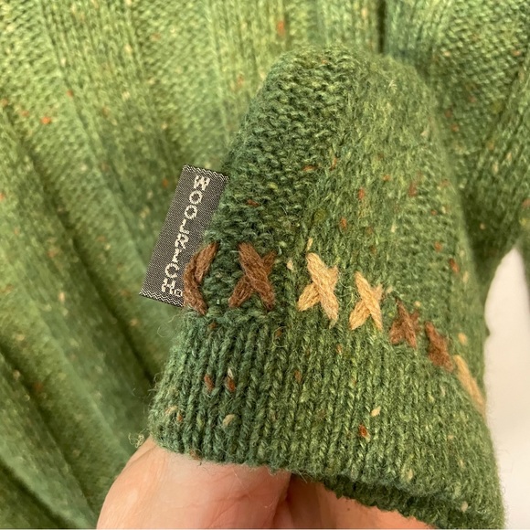 Women's WOOLRICH Green Ramie Wool Blend 1/2 Zip Sweater Size Large Trim - Picture 8 of 12